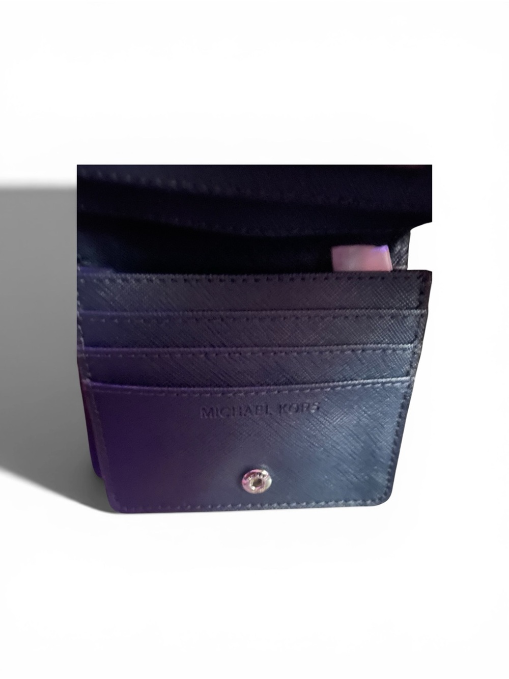 Michael Kors Studded Bifold Wallet - Navy Saffiano Leather - Picture 8 of 11